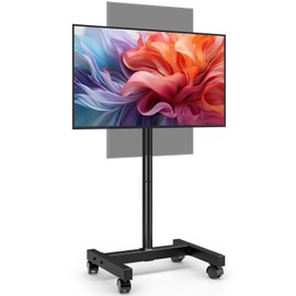 AX WABER Mobile TV Floor Stand for 19-50 inch LCD LED Flat/Curved Panel Screen TVs up to 55 lbs, Height Adjustable TV Stand Mount with VESA 200x200, Portable TV Stand with Tilt Function AX1007TBM