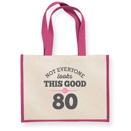 80th Birthday, Gift, Keepsake, Funny Gift, Gifts for Women, Novelty Gift, Ladies Gifts, Female Birthday Gift, Looking Good Gift, Ladies, Shopping Bag, Present, Tote Bag, Gift Idea (Fuchsia)