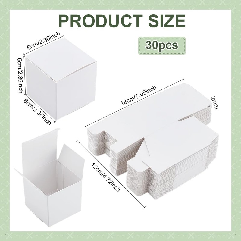 PH PandaHall 30pcs White Gift Box 6cm Mini Paper Boxes