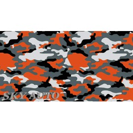Sky Auto INC Yellow-Orange Black White Gray Camouflage Vinyl Car Wrap Film Sheet + Free Cutter & Squeegee (Except Sample Size) (2FT x 5FT / 24" x 60")