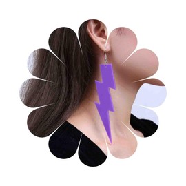 Cimenexe Punk Green Acrylic Thunder Drop Earrings Acrylic Lighting Stud Dangle Earrings Vintage Lighting Earrings Minimalist 80s Neon Green Earrings Jewellery for Women, Zinc, No Gemstone