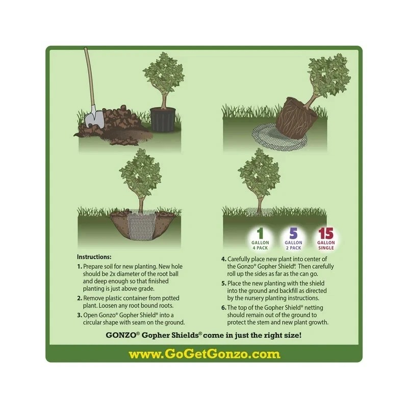 GONZO GOPHER SHIELD STEEL MESH PLANT PROTECTOR 24" X 28"