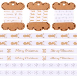 9 Yards 3/8 Inch Christmas Polyester Ribbon Snowflake Christmas Deer Merry Christmas Printed Grosgrain Ribbon Xmas Decoration Ribbon for DIY Gift Wrapping Home Party Decor Crafts