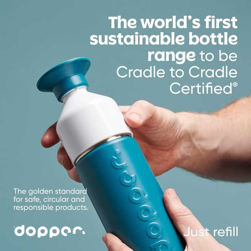 Dopper Insulated 580ml Silver Thermos Bottle - Double Walled, Leak-proof,
