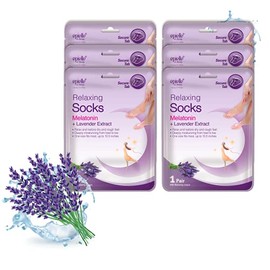 Epielle Máscara relajante para pies, 6 pares, suaviza y restaura con melatonina y extracto de lavanda, calcetines hidratantes profundos para pies seco