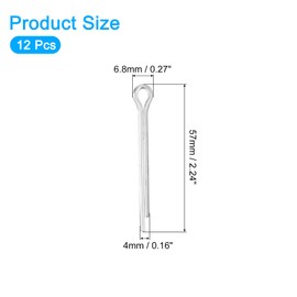sourcing map 12Pcs 4mmx45mm 304 Stainless Steel Cotter Pin, Split Pin Fastener Clips Split Cotter for Household Appliances, Sports Equipment, Car Mechanics Repair (Silver)