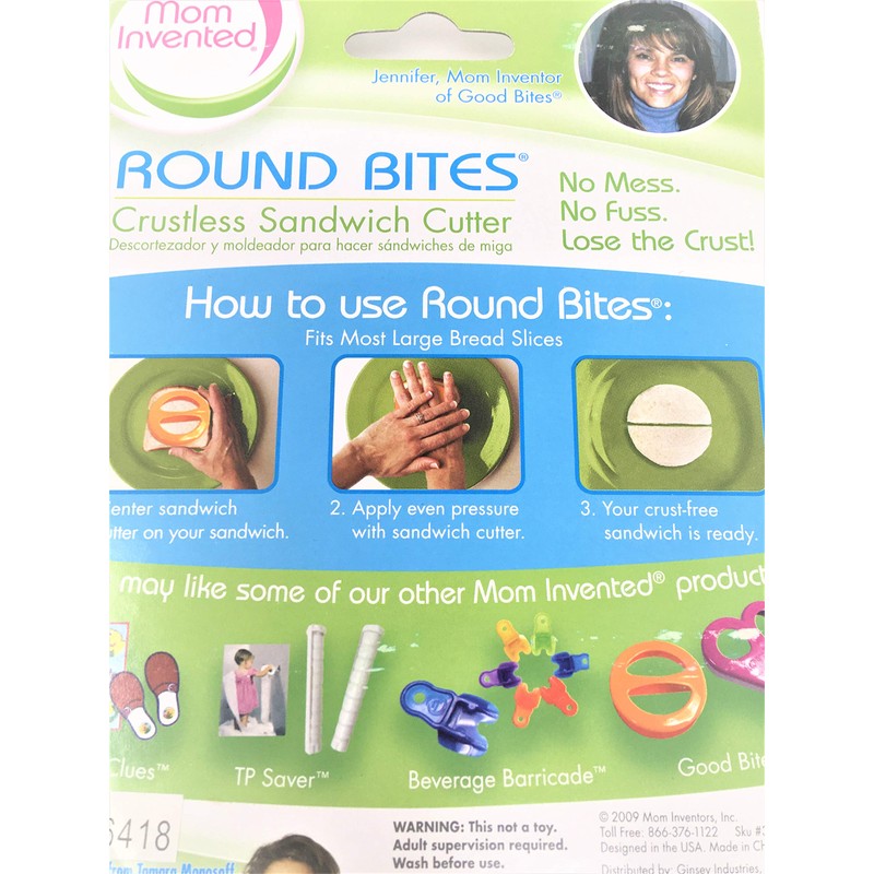 Ginsey Round Bites Sandwich Cutters in Clear Orange