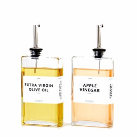 Olive Oil Dispenser Bottle for Kitchen, Cooking Oil Dispenser, Oil and Vinegar Dispenser Bottle Set, Glass Oil Container with 4 Pourer spouts, Coffee Syrup Dispenser