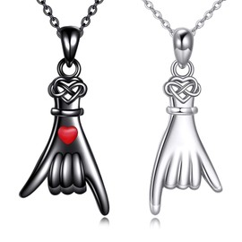 YFN Pinky Promise Necklace Sterling Silver Matching Necklace for Couples Promise Gifts for Him and Her Matching Pendant Couple Jewelry for Women Gifts for Wife