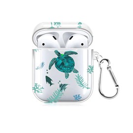 Rertnocnf Case Compatible with Airpods 3, 3D Cute Fresh Sea Grass Turtle Pattern Portable Earbuds Accessories Soft TPU Wireless Earphone Shockproof Protector with Hook