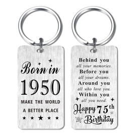 Gezxin Happy 75th Birthday Gifts for Women Men- 75 Year Yr old Birthday Keychain for Female Male Her Him- 1950 Bday Presents for Woman Man Ladies- Unique Mens Womens 75th Birthday Gift Ideas