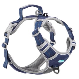 ThinkPet Anti-Pull Dog Harness, with Handle, Easy to Control, Adjustable, No Choking, Reflective, Breathable, Padded (L, Royal Blue)