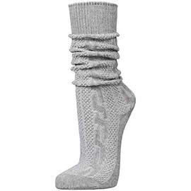 Paugos German Traditional Costume Socks with Cable Knit Pattern in 3 Colours UK Sizes 7-12.5 - Grey - 47 EU