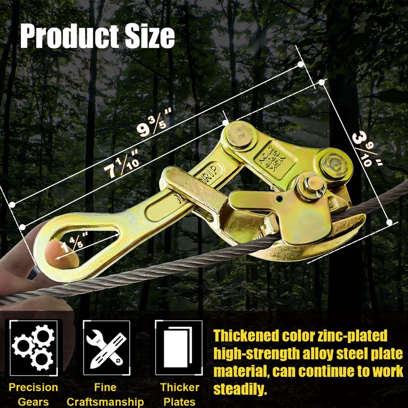 FITHOIST 2 Ton Cable Puller Steel Wire Grip, 4408 Lbs