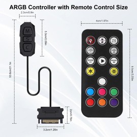 ARGB Controller mit Fernbedienung AYWHP 5V 3-Pin 17 Key Remote Control Switch Fan Hub ARGB Splitter, SATA Power RGB Fans Controller für PC Case Fans, RGB-Lüftern, PC Computer Fall
