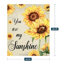 Neatee Living Sunflower Decorative Throw Blanket Twin Size Spring Summer Floral Blanket Couch Sofa Bed Soft Cozy Lightweight Fuzzy Fleece Blankets Yellow Flower Home Decoration Blanket 60x80
