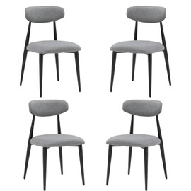 KEVINSPACE Dining Chair of 4, Upholstered Dining Chairs Mid-Century Modern Kitchen Chair Armless Dining Chairs Accent Boucle Chair with Curved Backrest for Dining Room Living Room, Dark Gray