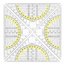 JUGUTA Set of 4 Set Squares Made of Plastic, 16 cm, Shatterproof and Transparent