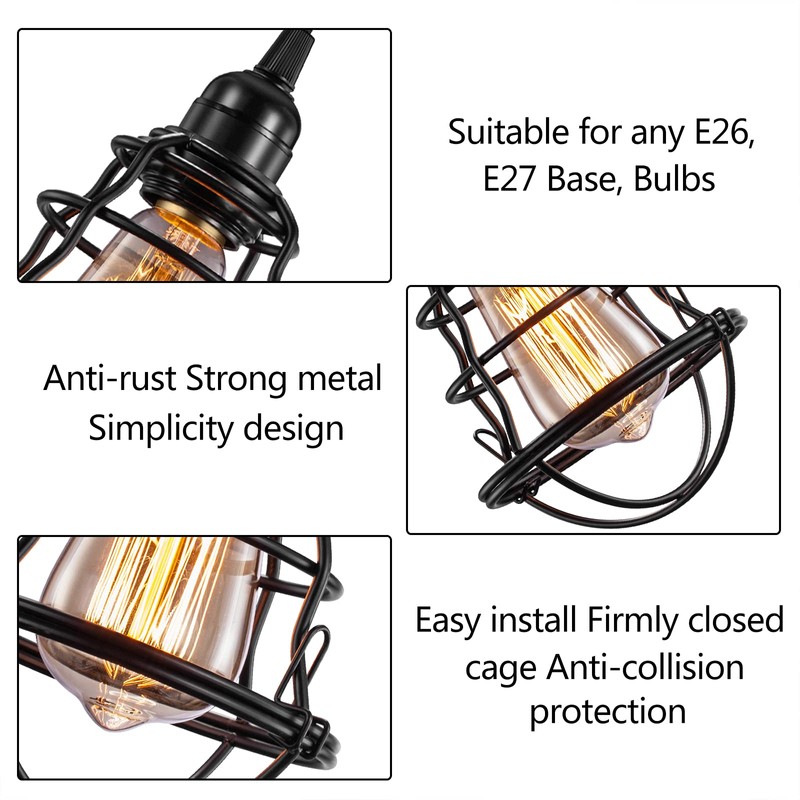 Industrial Light Bulb Cage 4 Pack, DIY Vintage Style Light