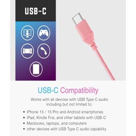 yoygerty USB C Kids Headphones for School, Upgrade USB Type C Kid Headphone, 94 dB Volume Limiter Wired On-Ear Headset for Kids/Toddlers/Children/Teens/Boys/Girls-Pink
