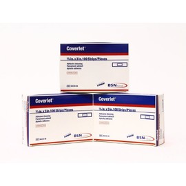 Coverlet Latex-Free Adhesive Dressings Strips Bandages - 3/4 X 3 inches - 100/ Box (Pack of 3, 300 Total)