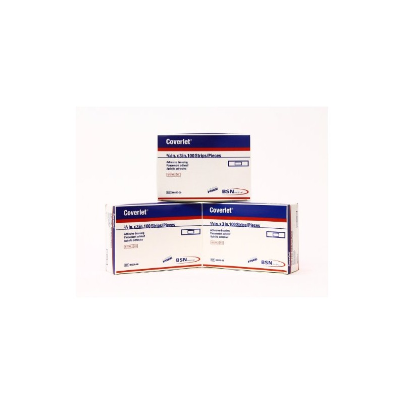 Coverlet Latex-Free Adhesive Dressings Strips Bandages - 3/4 X 3