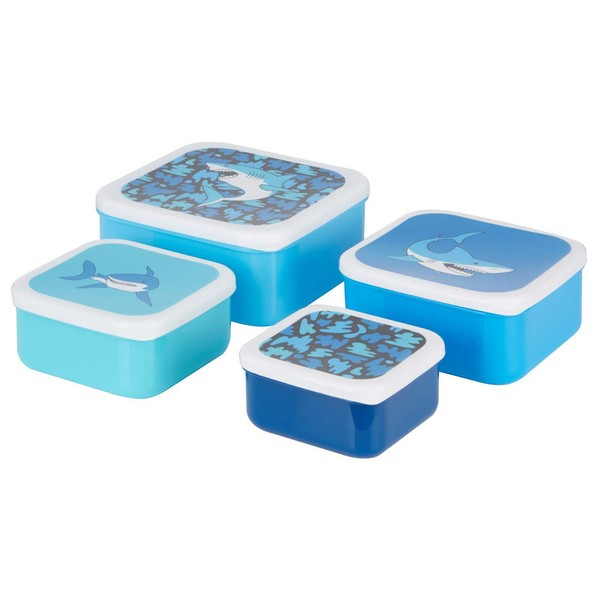Premier Housewares Lunch Boxes Shark Themed Snack Boxes For Kids Multi Colored Small Sandwich Box Set of 4
