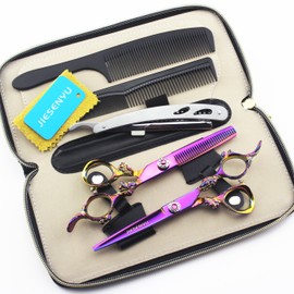 JIESENYU Hairdressing Scissors Set 6 Inch Haircut Cutting Scissors Hair Thinning Scissors Hairdressing Salon Tool for Hairdressers Men and Women
