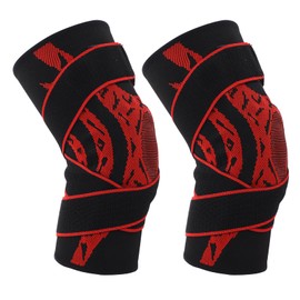 2Pcs Elastic Knee Compression Sleeve Breathable Sports Knee Brace for Men and Women Basketball RunningM