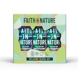 Faith in Nature 3 x 100 ml Lavender & Geranium, Vegan Hair and Body Care Gift Set | Travel Size Hair Shampoo, Conditioner & Body Wash Bath Sets | Gifts for Women and Men