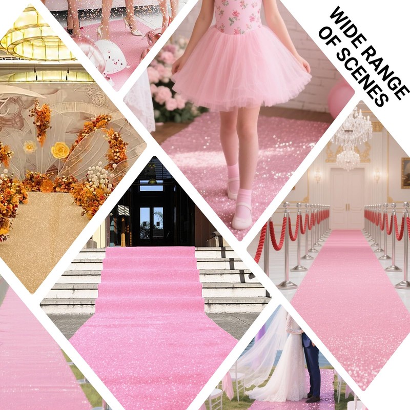 Glitter Carpet Runner for Party -200 GSM Thickness Non-Woven Fabric