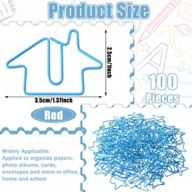 Noveread 100 Pcs House Shaped Paper Clips Real Estate Agent Gifts Paper Clips Bulk Cartoon Creative Office Supplies for Home Desk Accessories Supply(Blue)