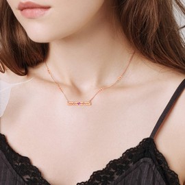 SISGEM 18K Rose Gold Plated EKG Heartbeat Bar Necklace Lifeline Pulse Heartbeat Pendant Charm Necklace with Crystal,Gifts for Birthday Valentine's Day 925 Sterling Silver 18''+2''