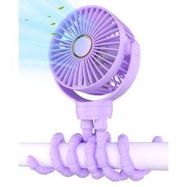 Stroller Fan, Rechargeable with TYPE-C Port, 4000mAh, 360° Rotatable, 3-Speed, Flexible Tripod, Clip Anywhere for Baby's Comfort - Durable and Easy to Clean