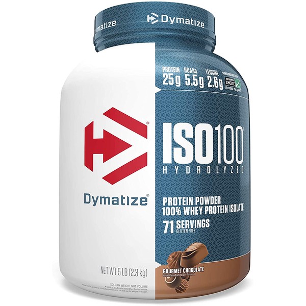 Dymatize Nutrition ISO 100, Whey Protein Powder, Gourmet Chocolate, 5 Pound