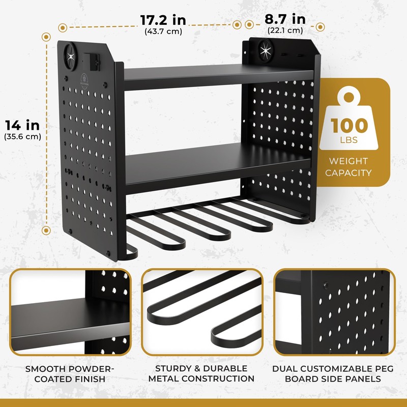 BUILTSTRONG Power Tool Organizer-6 Drill Holder Wall Mount, 3 Tier