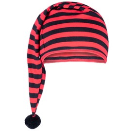 Goldschmidt Kostüme Pointed Cotton Striped Hat, Striped Hat, Sleep Hat for Children and Adults, Striped Carnival Hat (Red / Black, One Size for Adults), Red Black | One size for adults