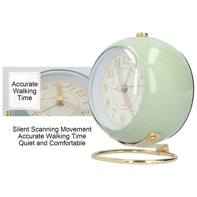 Alarm Clock Silent Non Ticking Metal Paint Power Saving Eye