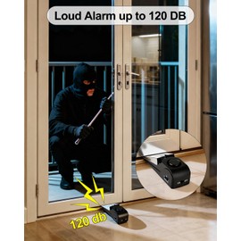 Rosoenvi 2 Pack Door Stop Alarm, Door Stopper with 120DB Security Alarm, Floor Wedge Door Stop Siren, Door Security Devices for Traveling, Apartment, Hotel and Home, Black