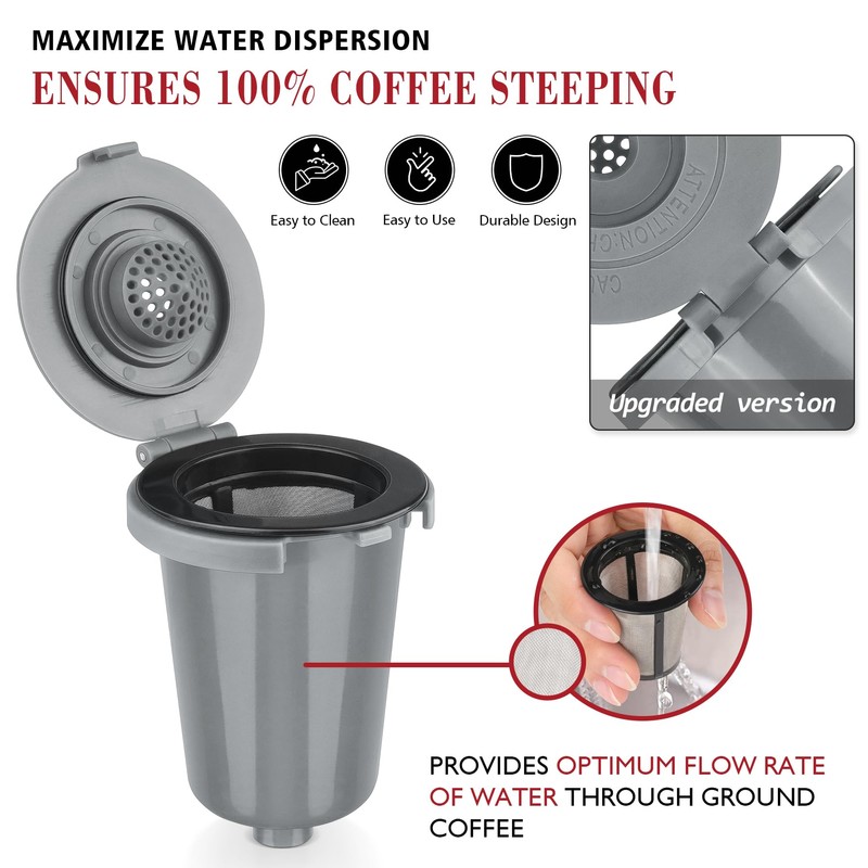 FOTRIC Newly upgraded Reusable Filter Cup for Cuisinart, Compatible with