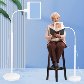 5X Magnifying Glass with Light and Stand, 36 LED Dimmable Floor Magnifying Lamp, 3-in-1 Adjustable Gooseneck Lighted Magnifier for Reading, Sewing, Crafts, Close Work