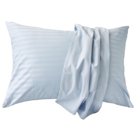 Sleep Tailor Pillowcase Made in Japan 100% Cotton Satin Stripe Dust Mite Resistant Extra Long Cotton 315 Thread Count High Density Fabric Nordic Hotel Specs Pillowcase Silky Luster Etoile (For 17x24