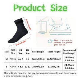 Neoprene Socks, 3mm Black Swimming Socks for Women Men, Anti-Slip Wetsuit Socks with Adjustable Velcro loop Strap, Thermal Beach Wetsuit Boots For Diving Snorkeling Sailing Surfing Kayaking