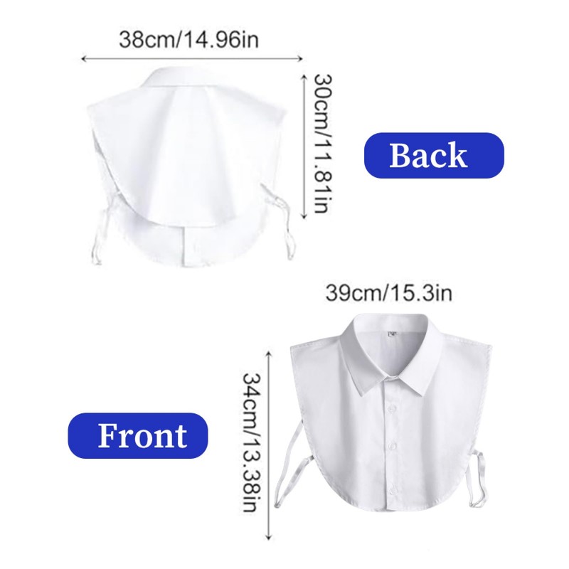 FunnAura White Detachable Collar, Universal Fake Collar for Women Men