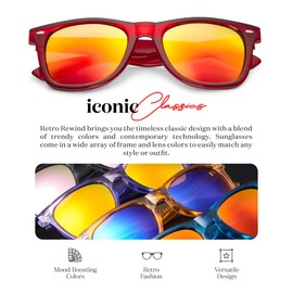 Retro Rewind Translucent Frame Colorful Neon 80s Sunglasses for Men Women - Reflective Mirrored Lens