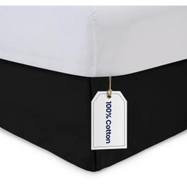 Vivacious Bedding Premium 800TC Split Corner Bed Skirt Black King Size 17" Drop Length - 100% Organic Cotton Bedskirt