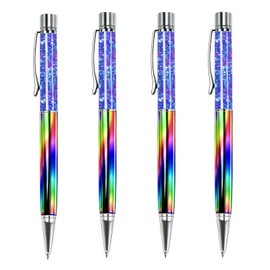 Aesthetic Glitter Pens, 4 Pack Floating Liquid Glitter Ballpoint Pens, Rainbow Metallic Twist Refillable Cute Pens for Women, Journal Pens for School Office Supplies, Teacher Gifts (Rainbow)
