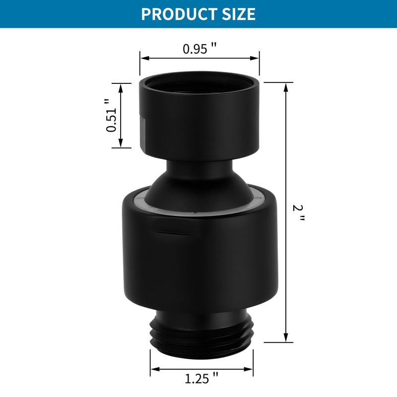 Hibbent Adjustable Metal Shower Head Swivel Ball Joint Adapter, Solid
