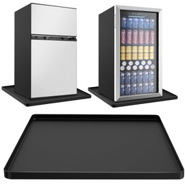 Mini Fridge Silicone with Raised Edge, 24"x 24" x 0.8" Mini Fridge Mat for Freezer Protect From Appliance Leaks Water Spills, Under Refrigerator Mat Easy to Clean (Black)