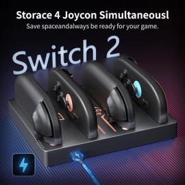 Charging Dock Compatible with Joycons Switch2 Controller, Dock Station for Charger Controller Switch2 for Joy-Con Charger with 4 Pieces Black Charging Dock (SW-001R)